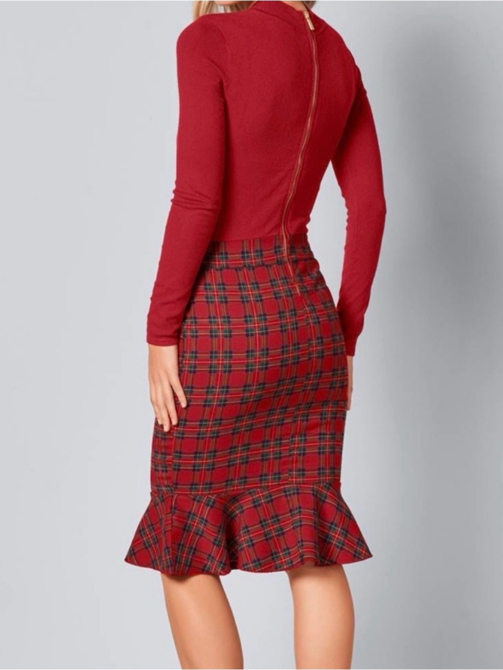 Plaid Detail Sweater Dress, women’s size 12 - Picture 2 of 6